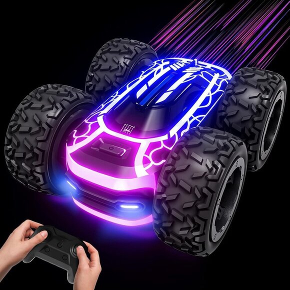 2.4GHz Rc Stunt Car for Kids, 360°Rotating Double Sided RC Car with Lights